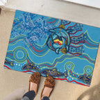 Dolphins Aboriginal Art Map Flag Australia Rubber Doormat