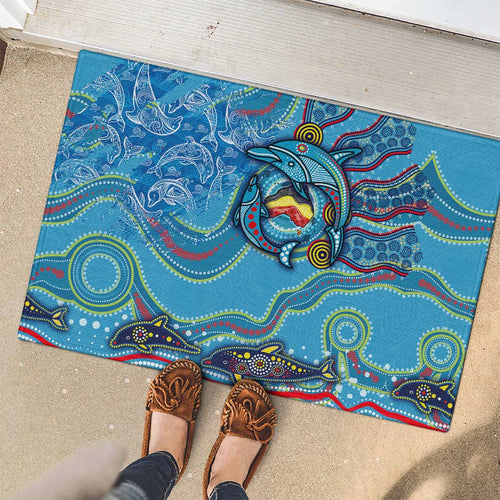 Dolphins Aboriginal Art Map Flag Australia Rubber Doormat