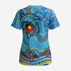 Dolphins Aboriginal Art Map Flag Australia Scrub Top - Aussie Hoodie