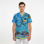 Dolphins Aboriginal Art Map Flag Australia Scrub Top - Aussie Hoodie