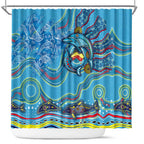 Dolphins Aboriginal Art Map Flag Australia Shower Curtain