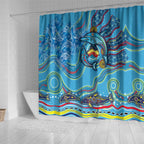 Dolphins Aboriginal Art Map Flag Australia Shower Curtain