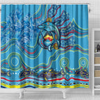 Dolphins Aboriginal Art Map Flag Australia Shower Curtain