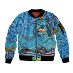 Dolphins Aboriginal Art Map Flag Australia Sleeve Zip Bomber Jacket