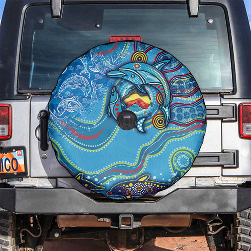 Dolphins Aboriginal Art Map Flag Australia Spare Tire Cover