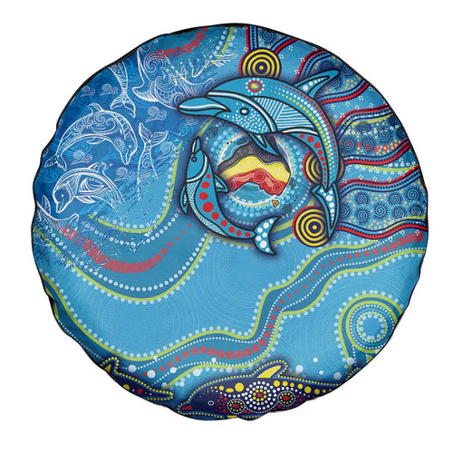 Dolphins Aboriginal Art Map Flag Australia Spare Tire Cover