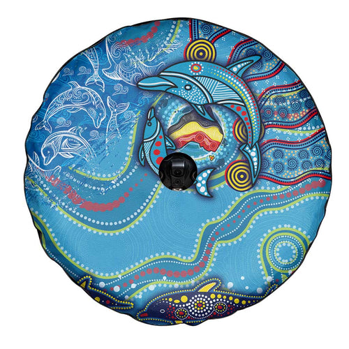 Dolphins Aboriginal Art Map Flag Australia Spare Tire Cover