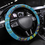 Dolphins Aboriginal Art Map Flag Australia Steering Wheel Cover