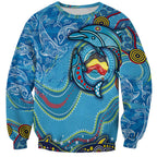 Dolphins Aboriginal Art Map Flag Australia Sweatshirt