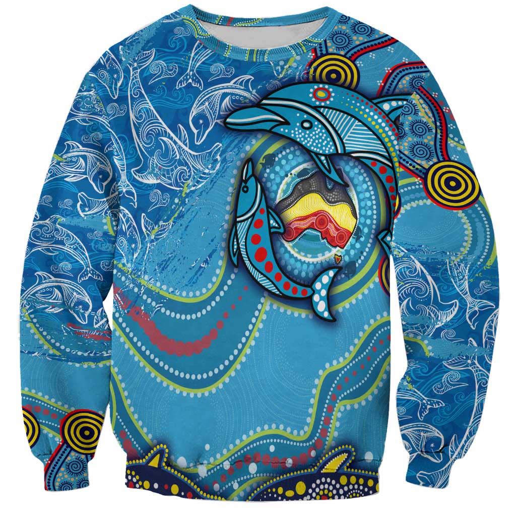 Dolphins Aboriginal Art Map Flag Australia Sweatshirt