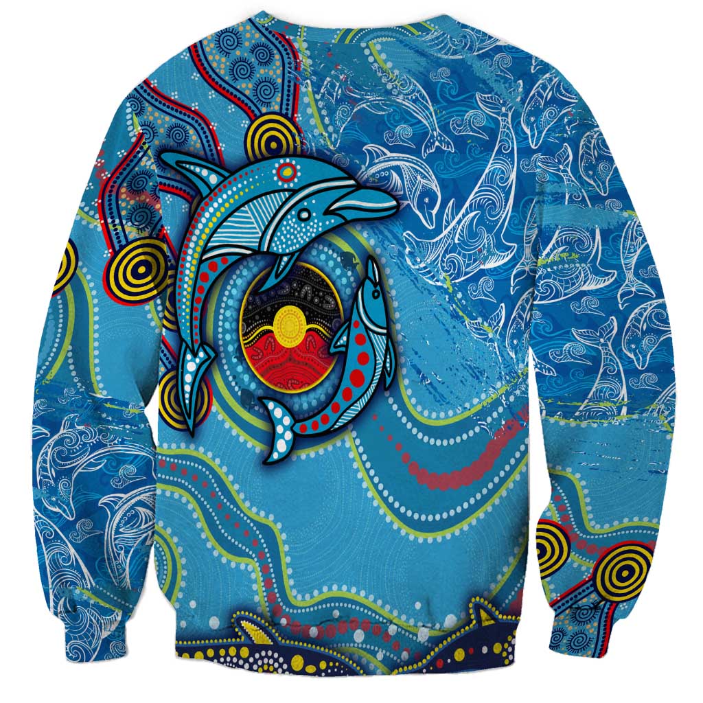 Dolphins Aboriginal Art Map Flag Australia Sweatshirt
