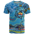 Dolphins Aboriginal Art Map Flag Australia T Shirt