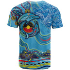 Dolphins Aboriginal Art Map Flag Australia T Shirt