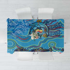 Dolphins Aboriginal Art Map Flag Australia Tablecloth