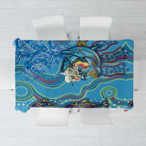Dolphins Aboriginal Art Map Flag Australia Tablecloth