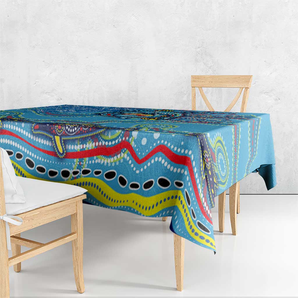 Dolphins Aboriginal Art Map Flag Australia Tablecloth