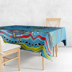 Dolphins Aboriginal Art Map Flag Australia Tablecloth