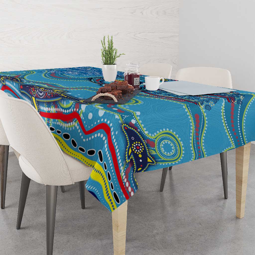 Dolphins Aboriginal Art Map Flag Australia Tablecloth