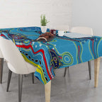 Dolphins Aboriginal Art Map Flag Australia Tablecloth