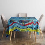 Dolphins Aboriginal Art Map Flag Australia Tablecloth