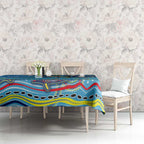 Dolphins Aboriginal Art Map Flag Australia Tablecloth