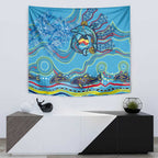 Dolphins Aboriginal Art Map Flag Australia Tapestry