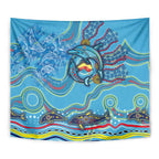 Dolphins Aboriginal Art Map Flag Australia Tapestry