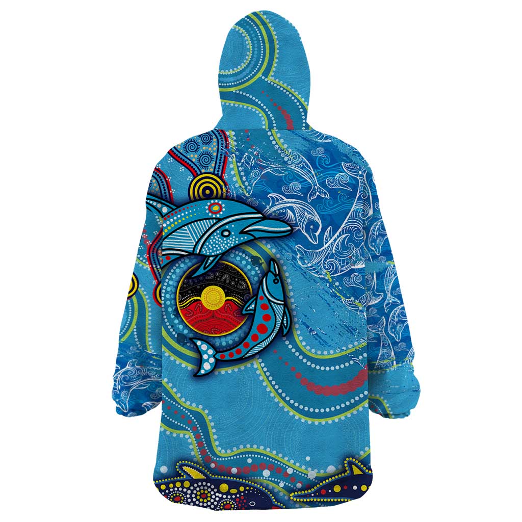 Dolphins Aboriginal Art Map Flag Australia Wearable Blanket Hoodie