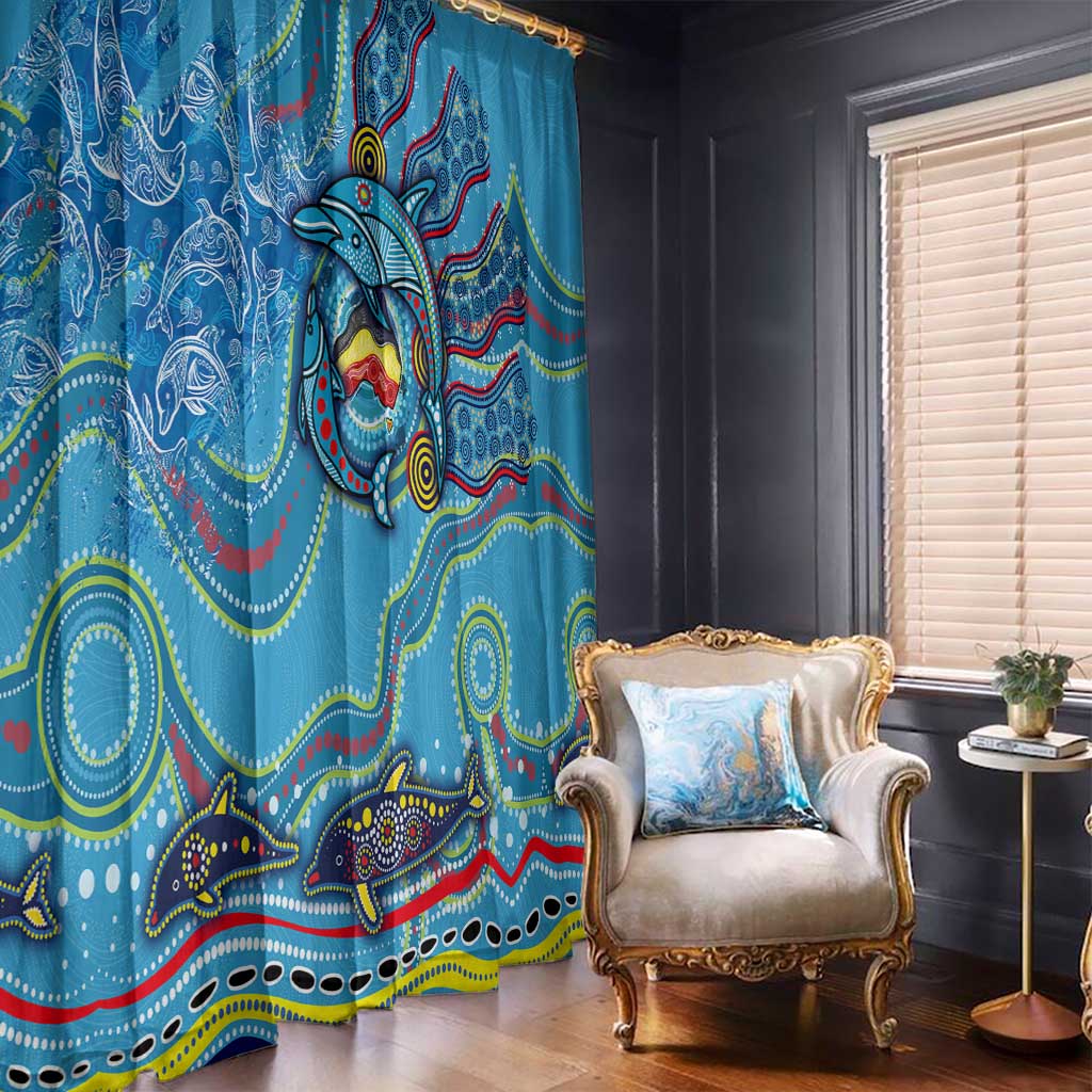Dolphins Aboriginal Art Map Flag Australia Window Curtain