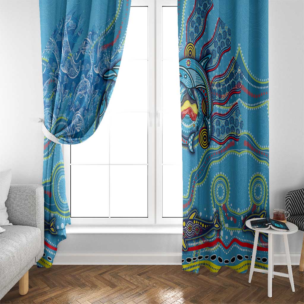 Dolphins Aboriginal Art Map Flag Australia Window Curtain