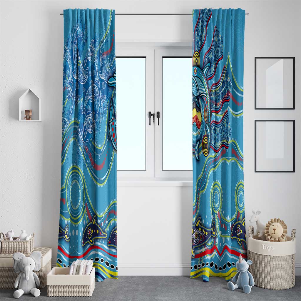 Dolphins Aboriginal Art Map Flag Australia Window Curtain