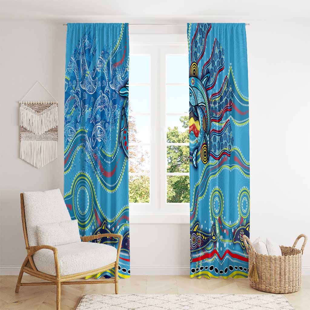 Dolphins Aboriginal Art Map Flag Australia Window Curtain