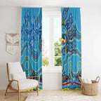 Dolphins Aboriginal Art Map Flag Australia Window Curtain