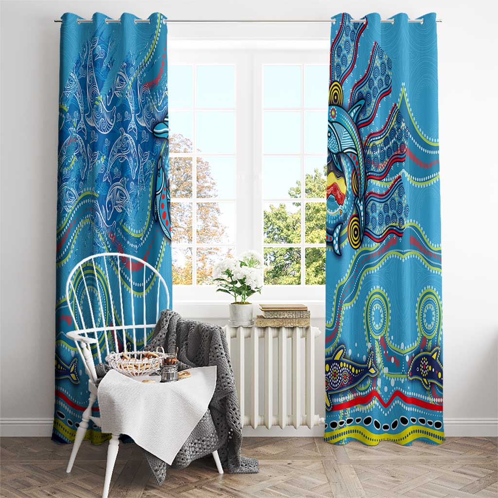 Dolphins Aboriginal Art Map Flag Australia Window Curtain