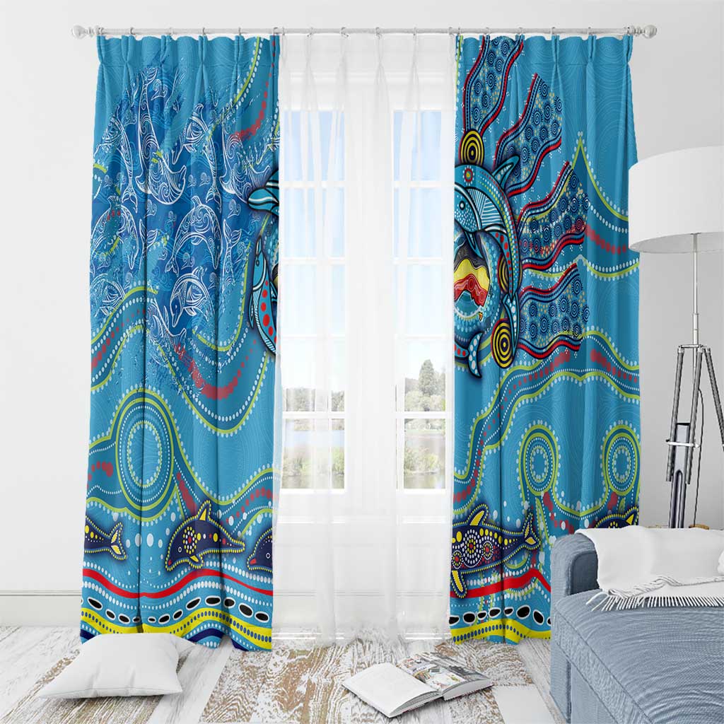 Dolphins Aboriginal Art Map Flag Australia Window Curtain