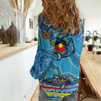 Dolphins Aboriginal Art Map Flag Australia Women Casual Shirt