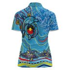 Dolphins Aboriginal Art Map Flag Australia Women Polo Shirt