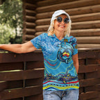 Dolphins Aboriginal Art Map Flag Australia Women Polo Shirt