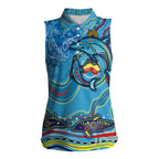Dolphins Aboriginal Art Map Flag Australia Women Sleeveless Polo Shirt