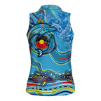 Dolphins Aboriginal Art Map Flag Australia Women Sleeveless Polo Shirt