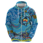 Dolphins Aboriginal Art Map Flag Australia Zip Hoodie