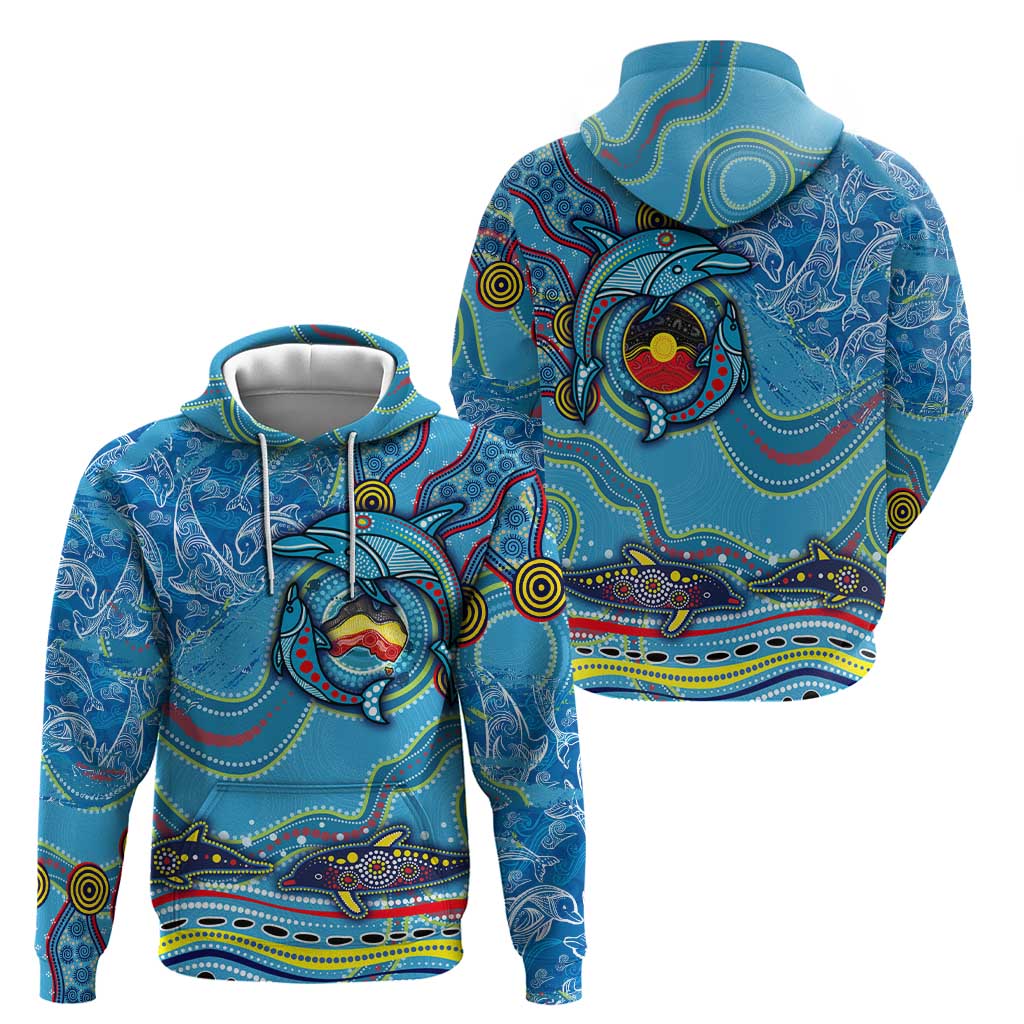 Dolphins Aboriginal Art Map Flag Australia Zip Hoodie