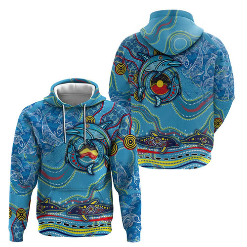 Dolphins Aboriginal Art Map Flag Australia Zip Hoodie