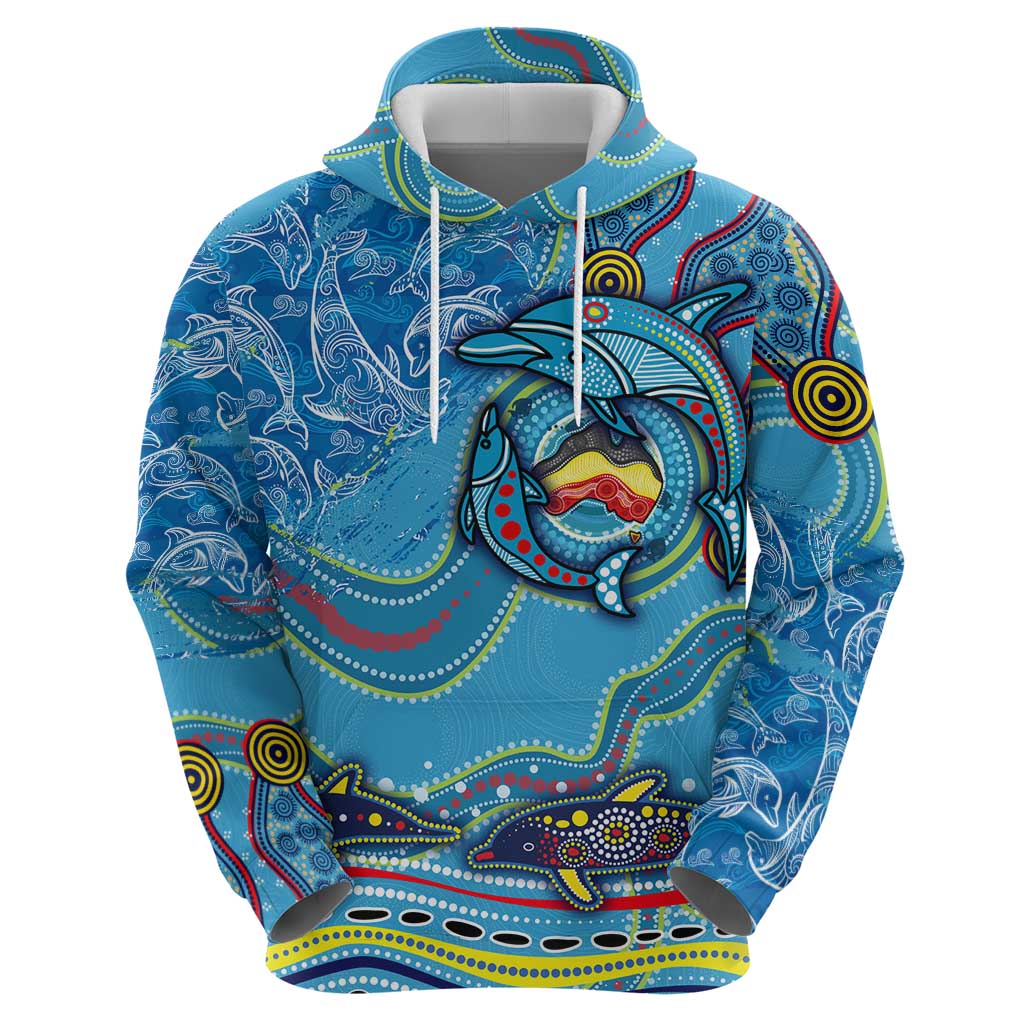 Dolphins Aboriginal Art Map Flag Australia Zip Hoodie