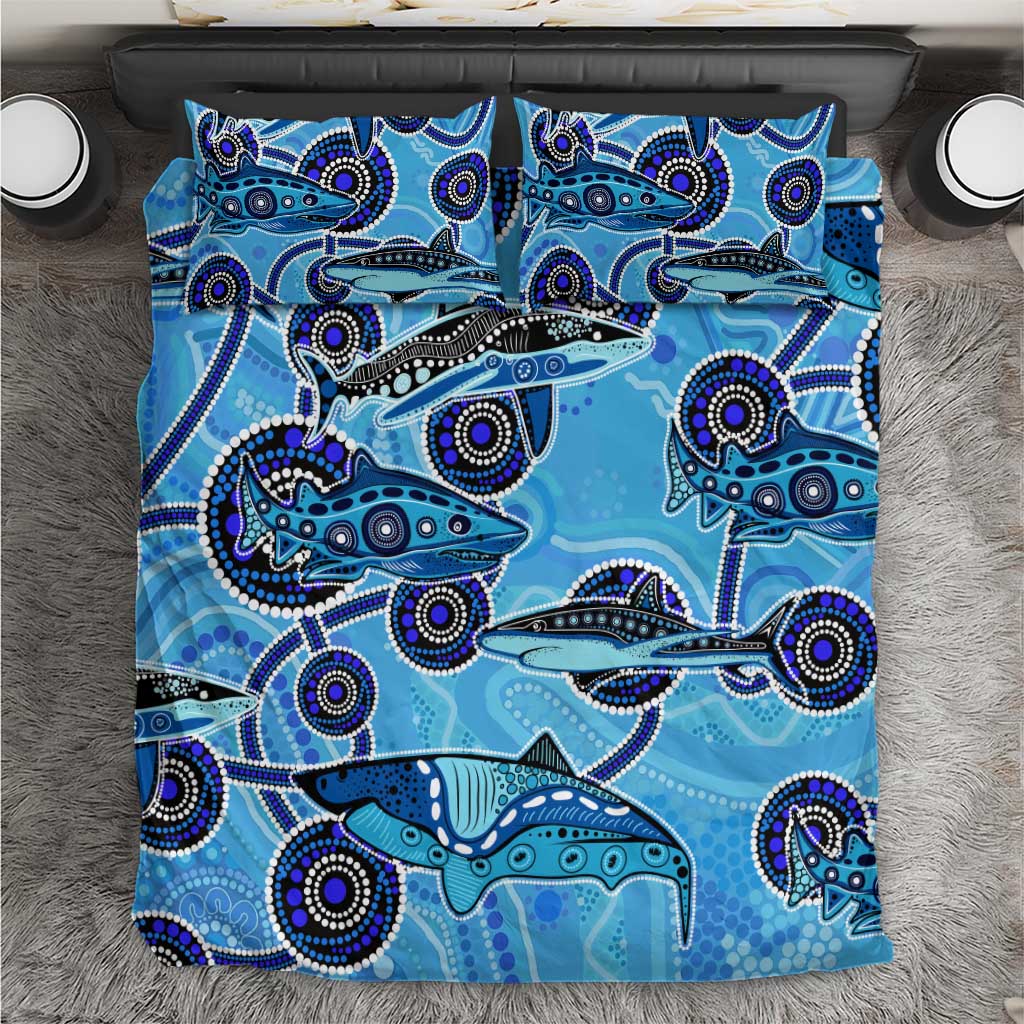 Sharks Aboriginal Australia Bedding Set Indigenous Art Blue