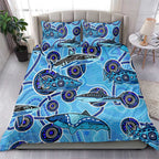 Sharks Aboriginal Australia Bedding Set Indigenous Art Blue
