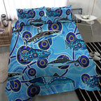 Sharks Aboriginal Australia Bedding Set Indigenous Art Blue