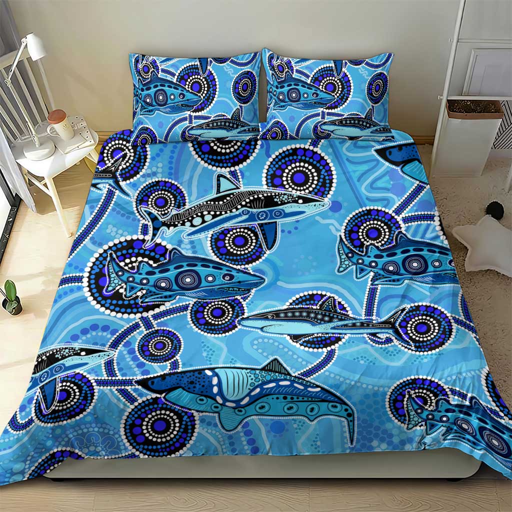 Sharks Aboriginal Australia Bedding Set Indigenous Art Blue
