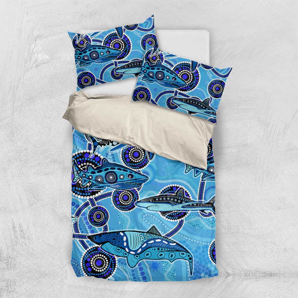 Sharks Aboriginal Australia Bedding Set Indigenous Art Blue