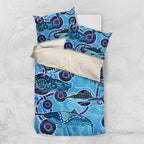 Sharks Aboriginal Australia Bedding Set Indigenous Art Blue